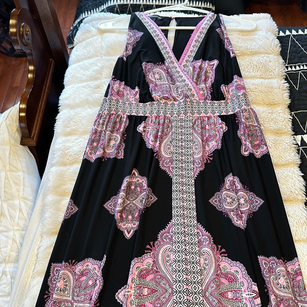 Pink and black maxi dress